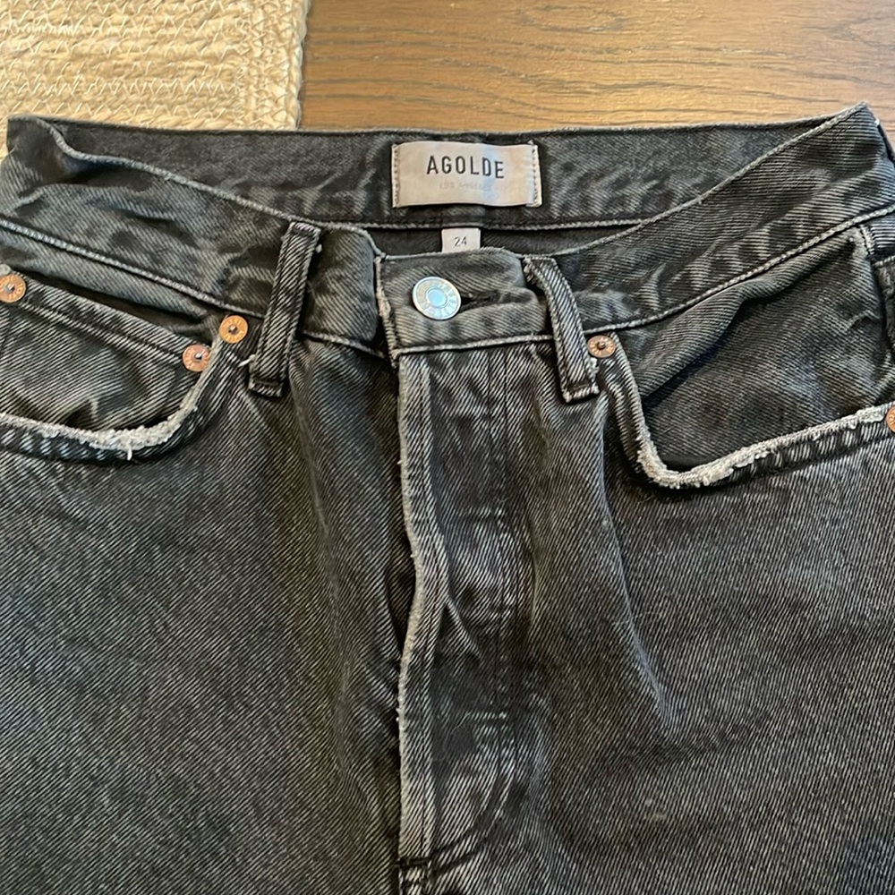 Agolde pinch waist 90’s straight leg size 24 in black tea